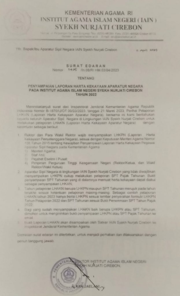 SURAT EDARAN LHKAN