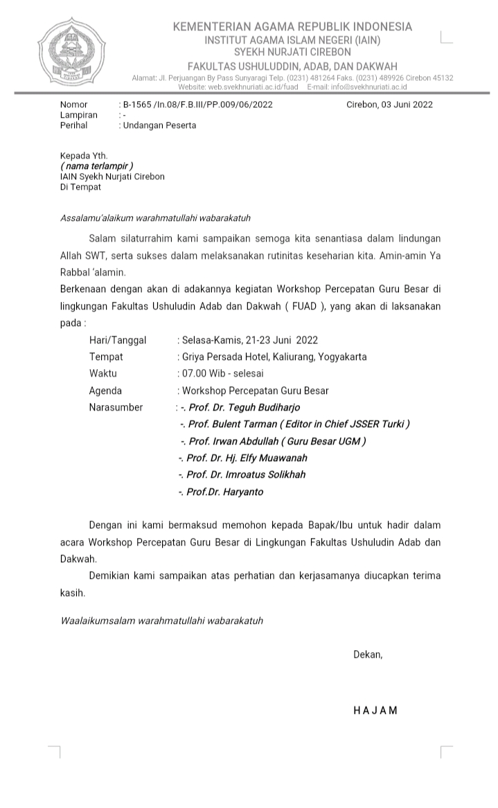Workshop Percepatan Guru Besar di Lingkungan Fakultas Ushuludin Adab dan Dakwah